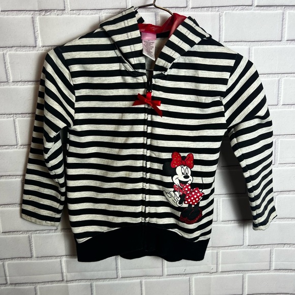 Disney Black and White Striped Kids Hoodie with Minnie Mouse - Picture 4 of 11